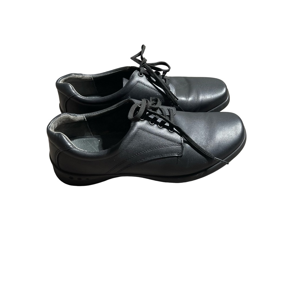 Flexi Mens Black Leather Non Slip Work Shoes 8.5 Lace Up Comfort